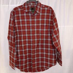 Boston Traders Flannel Shirt Red Plaid Button Down 100% Cotton Men’s Small NWT